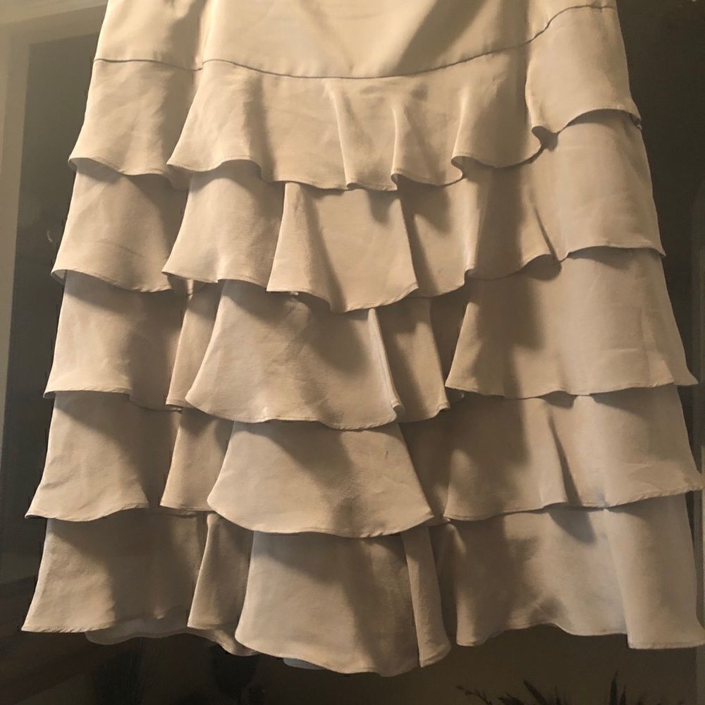 Talbots multi layer fluffy light gray /baby blue ish skirt size 10 medium